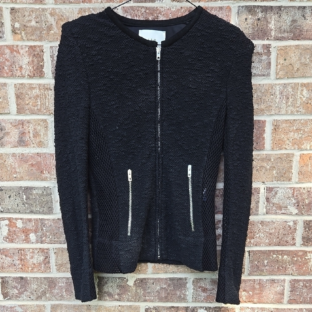 IRO Amiya Fitted Tweed Jacket Black Size 38 - Picture 2 of 5